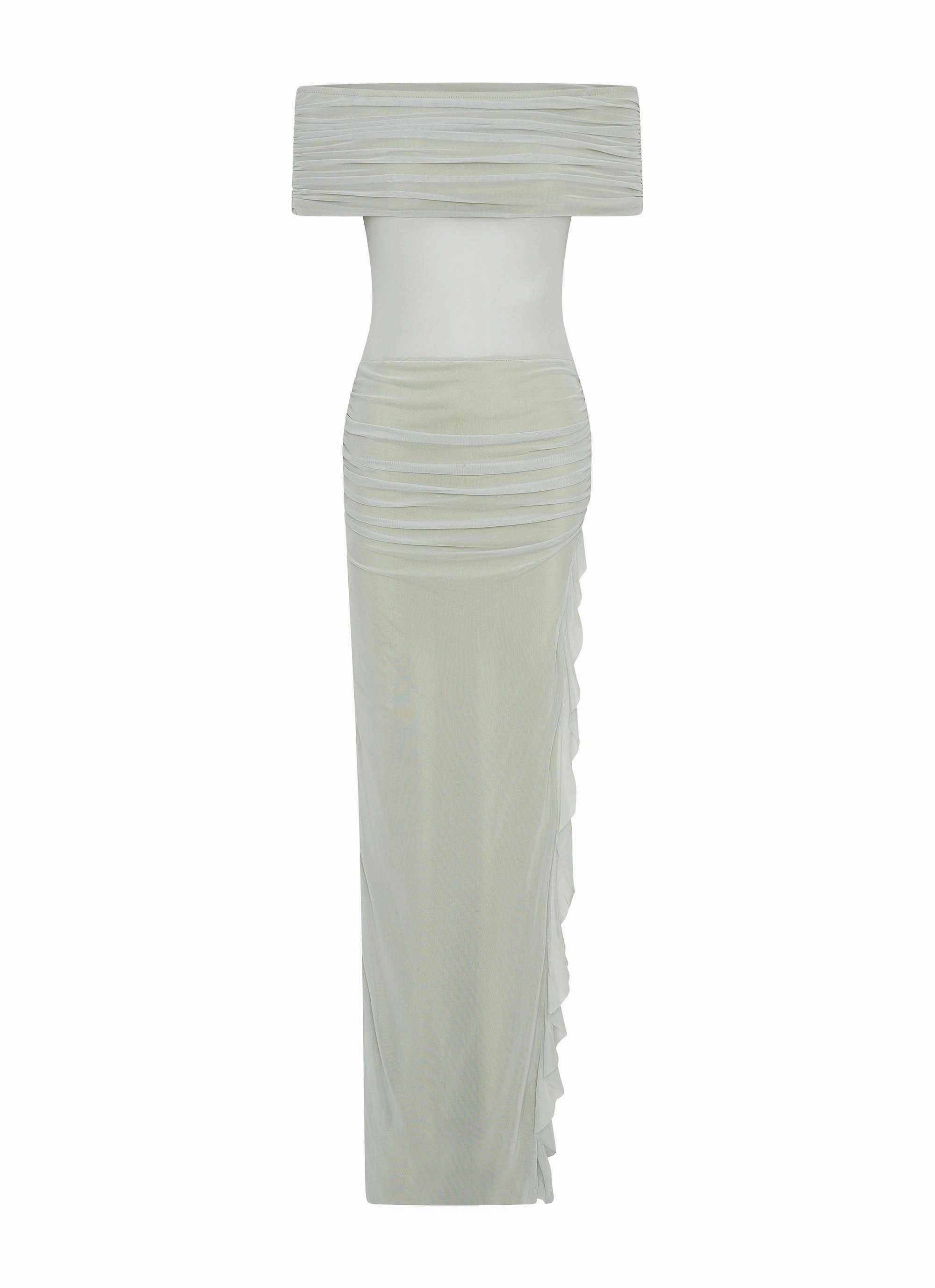 Chic Wear Abstract Pattern Nelly Off Shoulder Maxi Dress - Pistachio