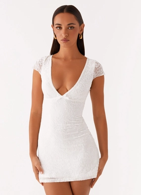 Nessa Mesh Mini Dress - White Simple Form