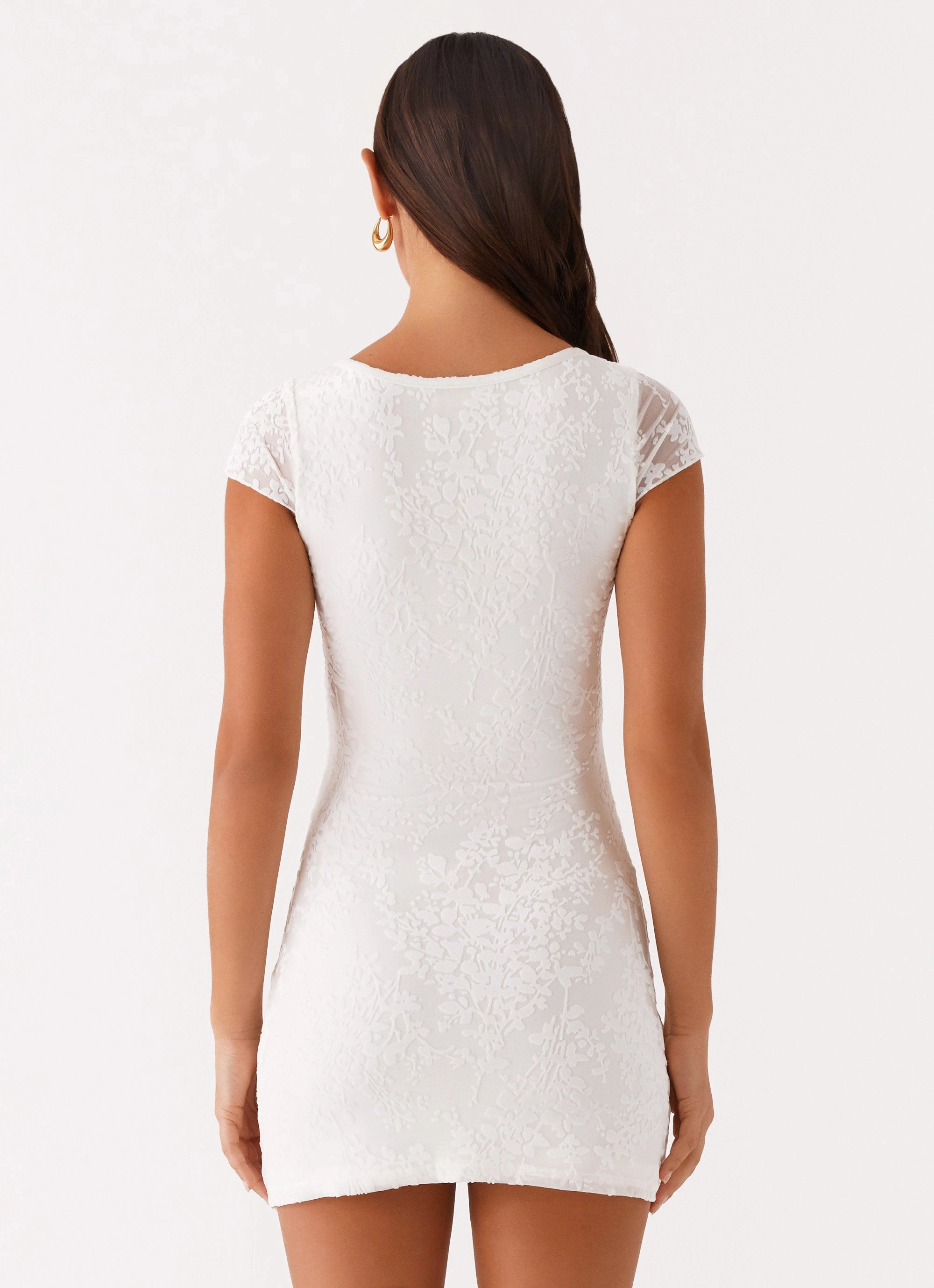 Nessa Mesh Mini Dress - White Dew Tone