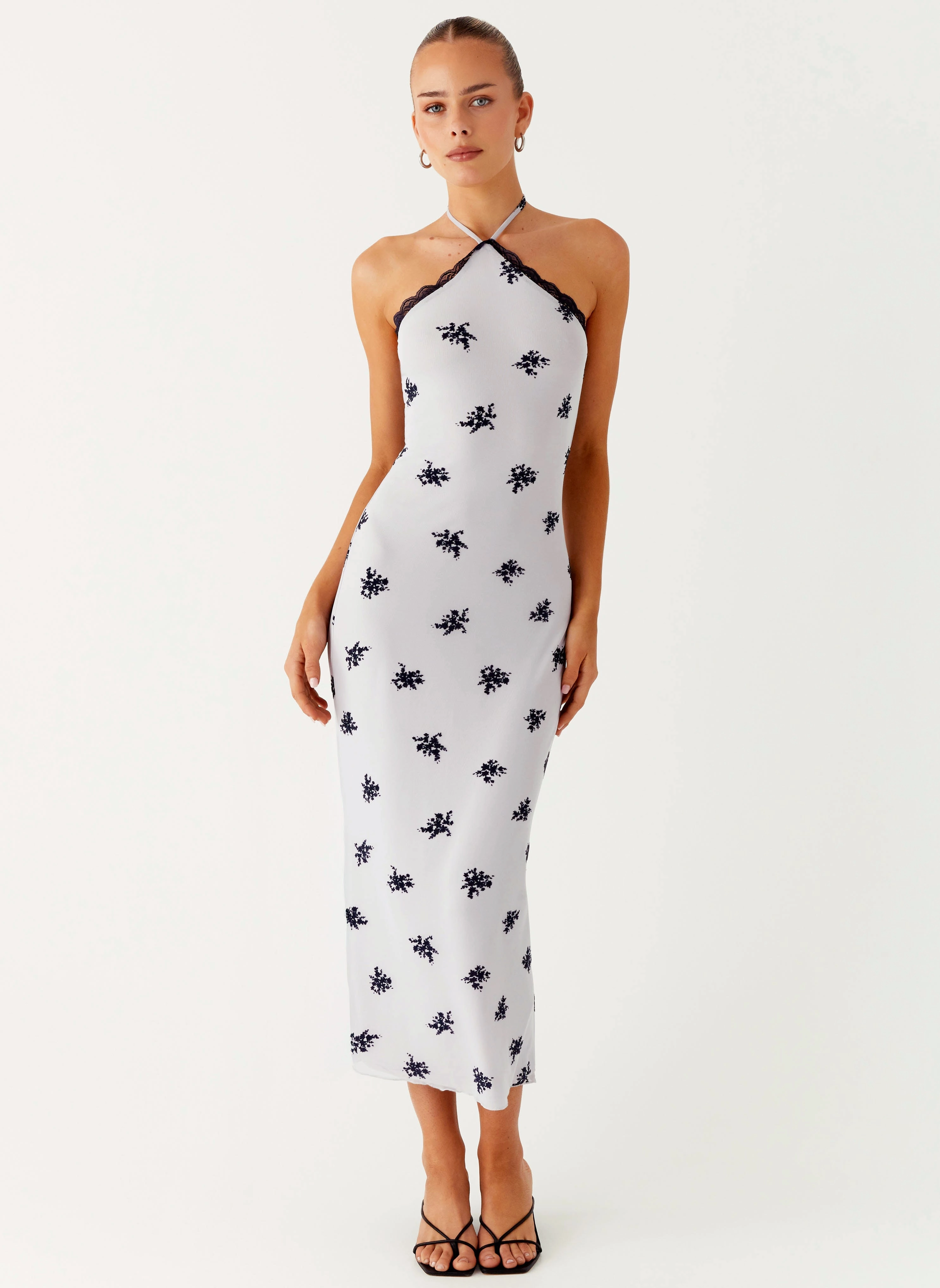 Nestel Flock Halter Midi Dress - Lilac Sleek Flex