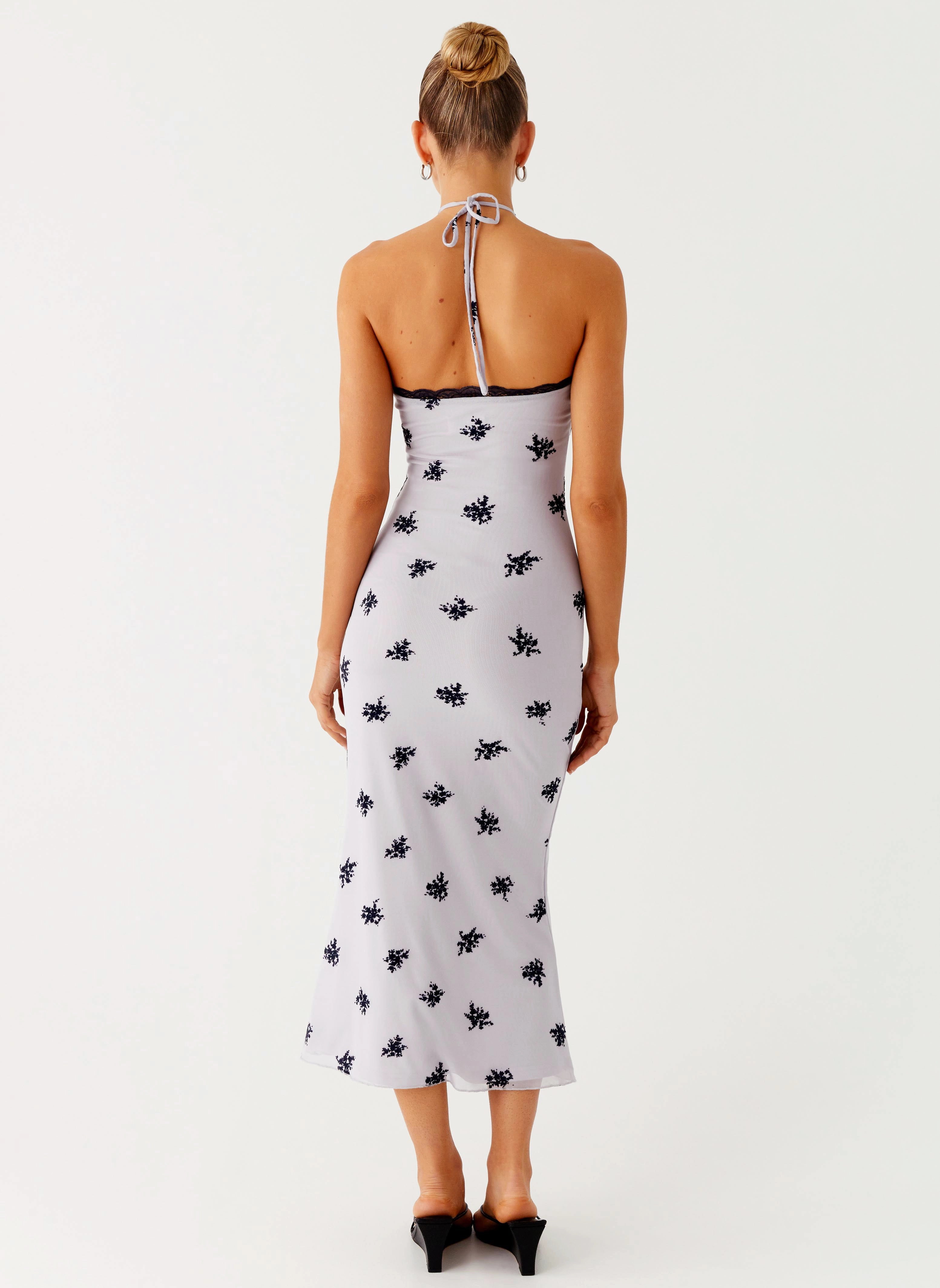 Nestel Flock Halter Midi Dress - Lilac Perfect Design
