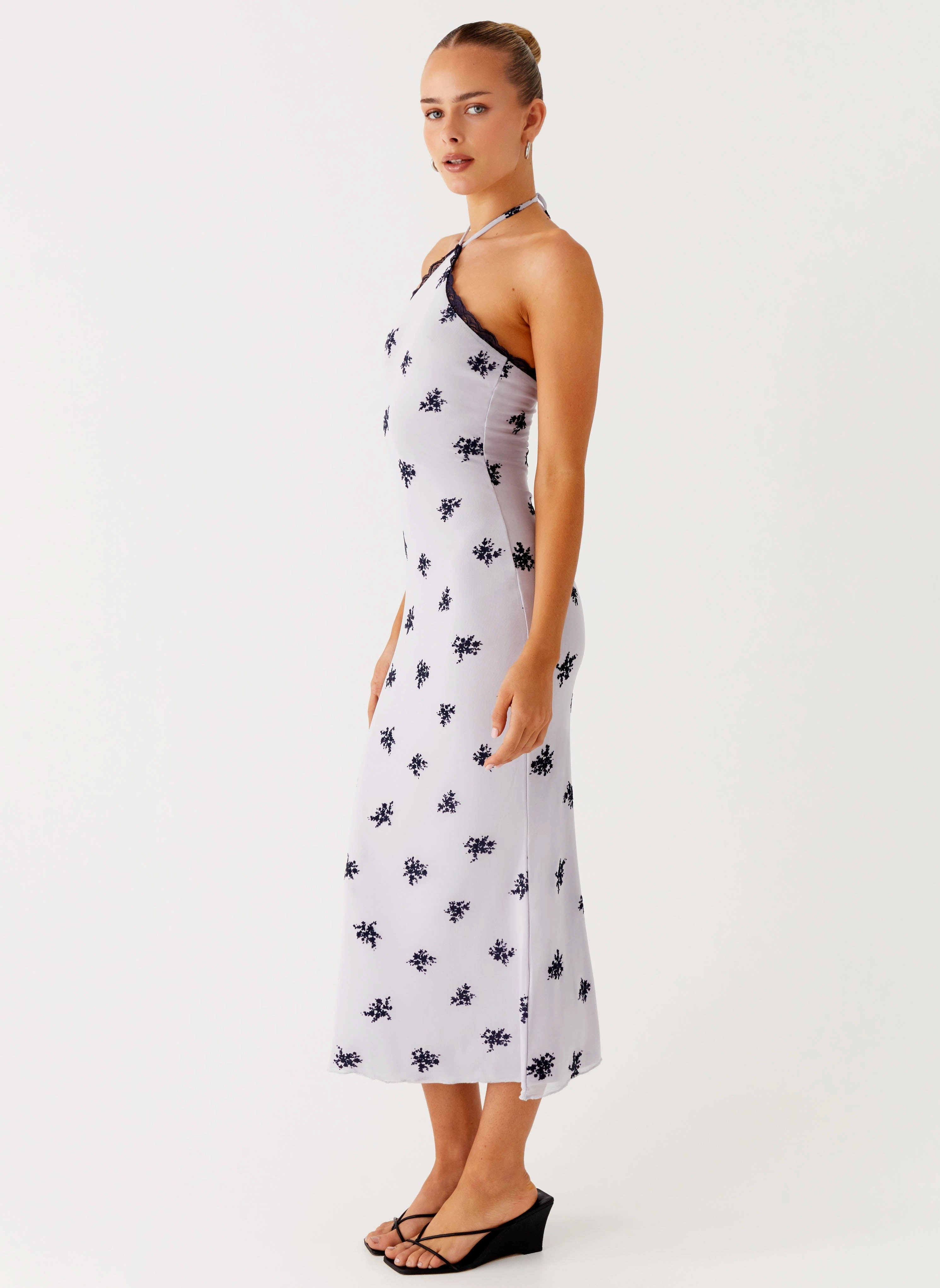 Smart Fit Wear Stream Cut Nestel Flock Halter Midi Dress - Lilac