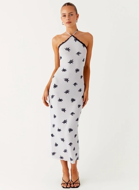 Nestel Flock Halter Midi Dress - Lilac Sleek Flex