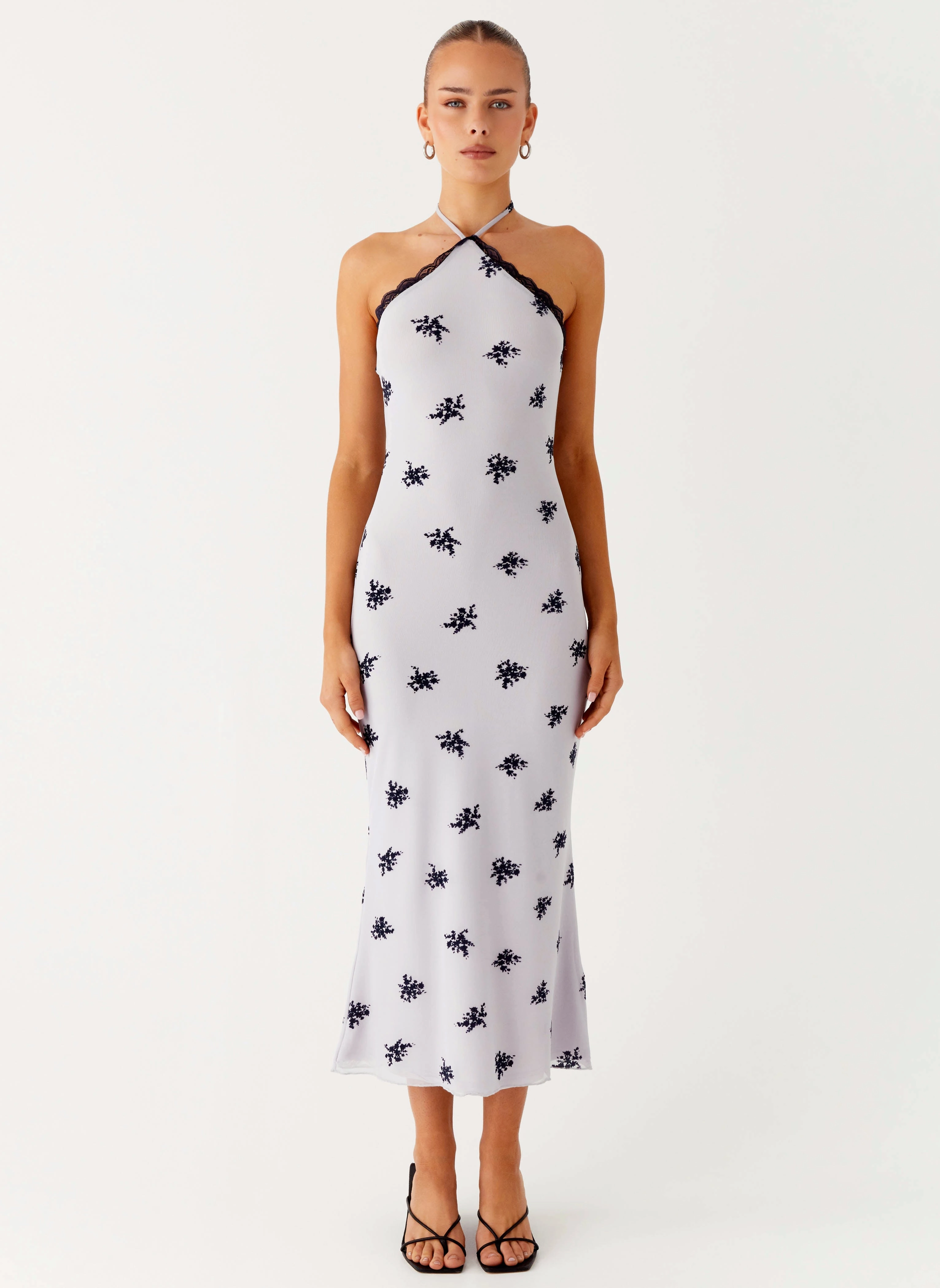 Seasonal Wear Nestel Flock Halter Midi Dress - Lilac
