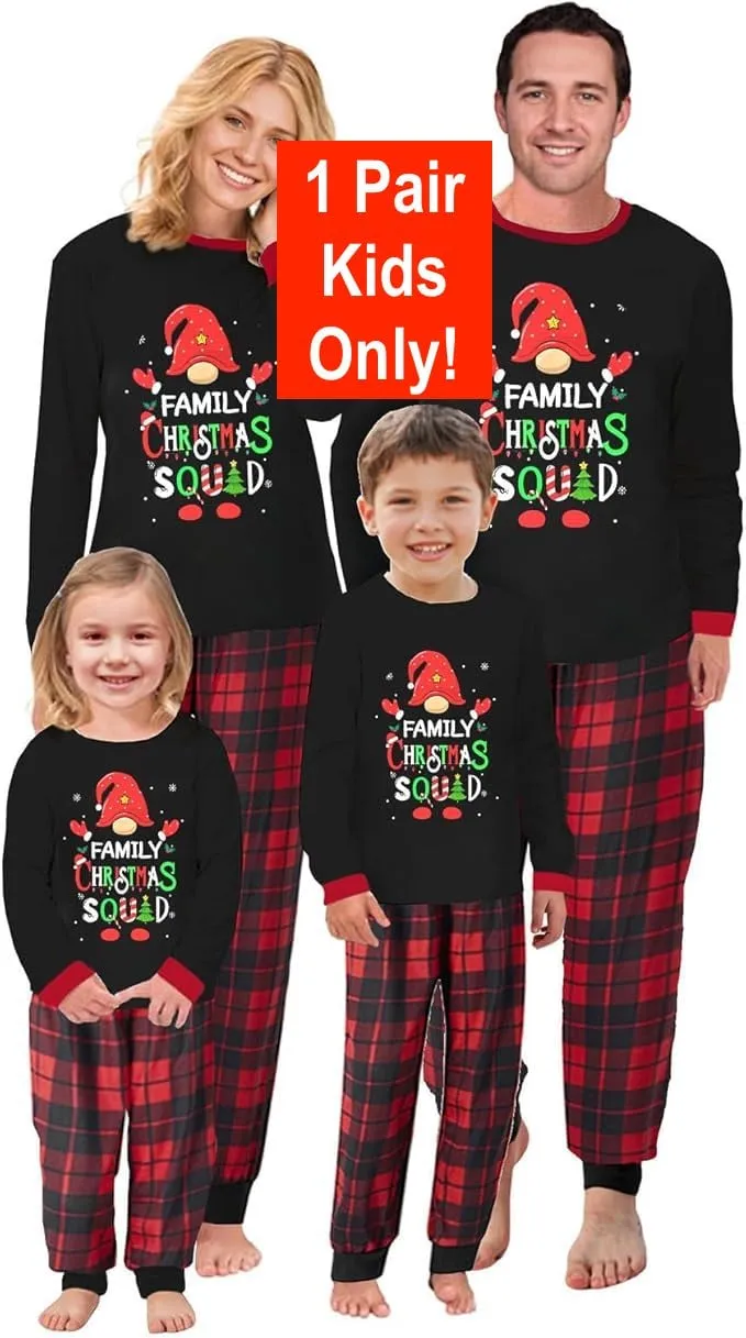 NEW EzonYanGo Matching Christmas Pyjamas Set Reindeer Pajamas PJs Set Xmas Sleepwear Nightwear for Kids, 1 Pair, Sz 4-5 Years