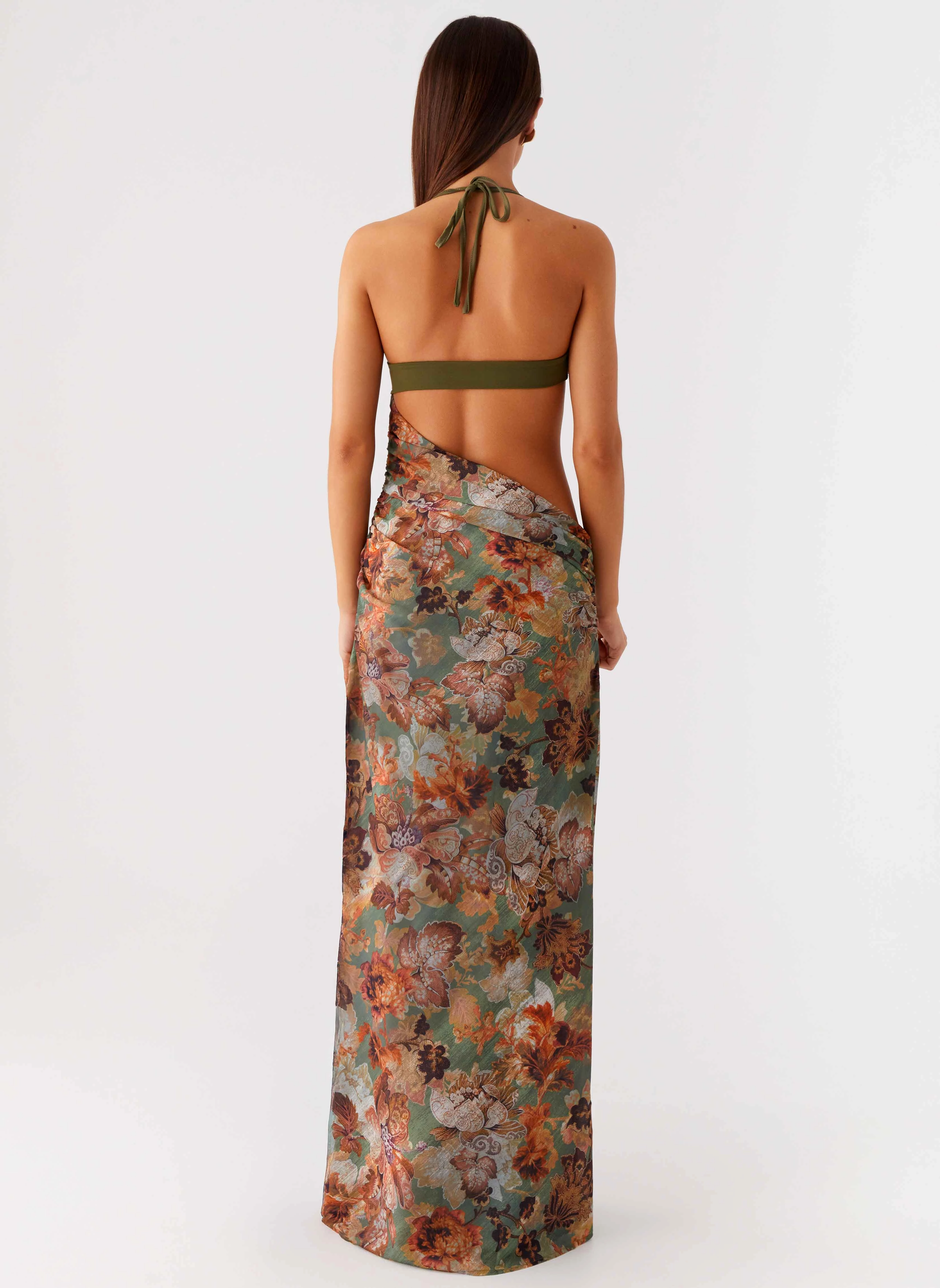 Silky Silhouette Satin Grace Overgrown Maxi Dress - Vintage Blossom