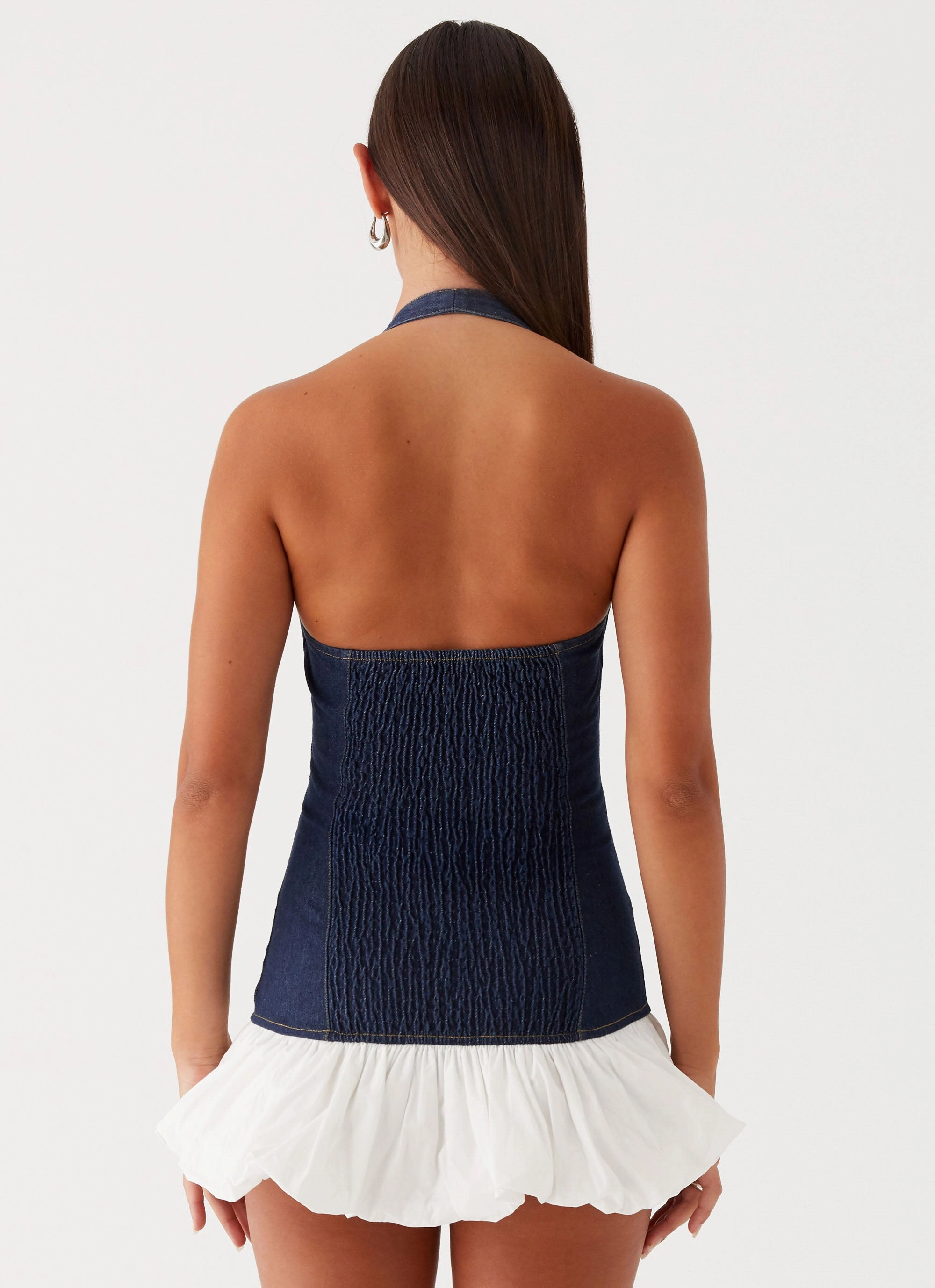 Georgina Denim Mini Dress - Blue loose silhouette