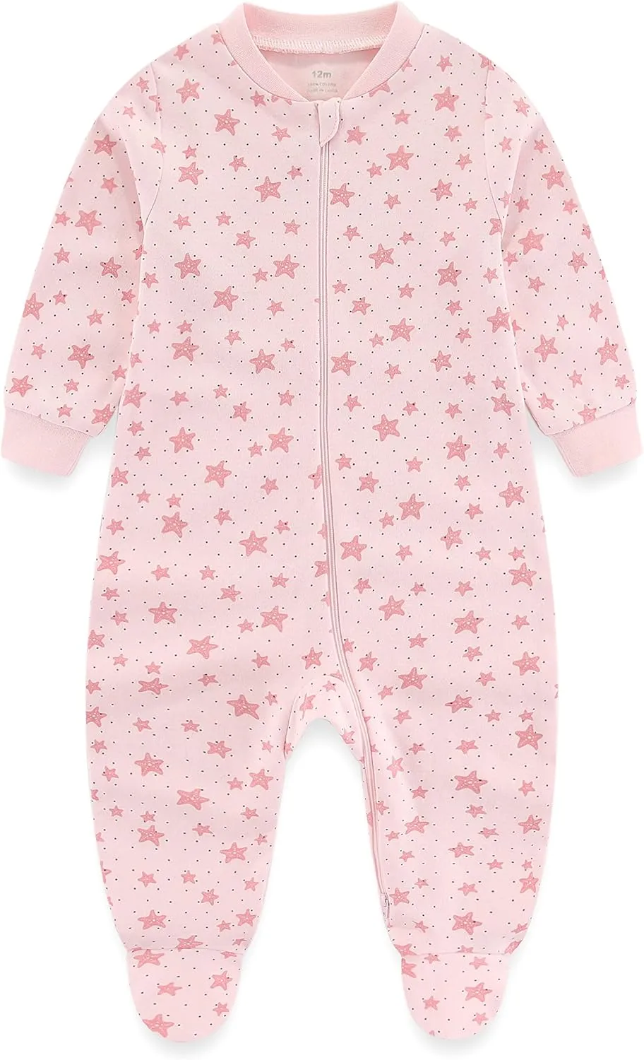 Newborn Baby Boy Girl Cotton Bodysuit Unisex Infant Zipper Long Sleeve Jumpsuit 3-Pack Outfits Clothes,0-12Months