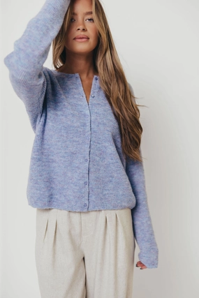 RawEdgedDesign Active Blouse Newport Cardigan in Blue Heather