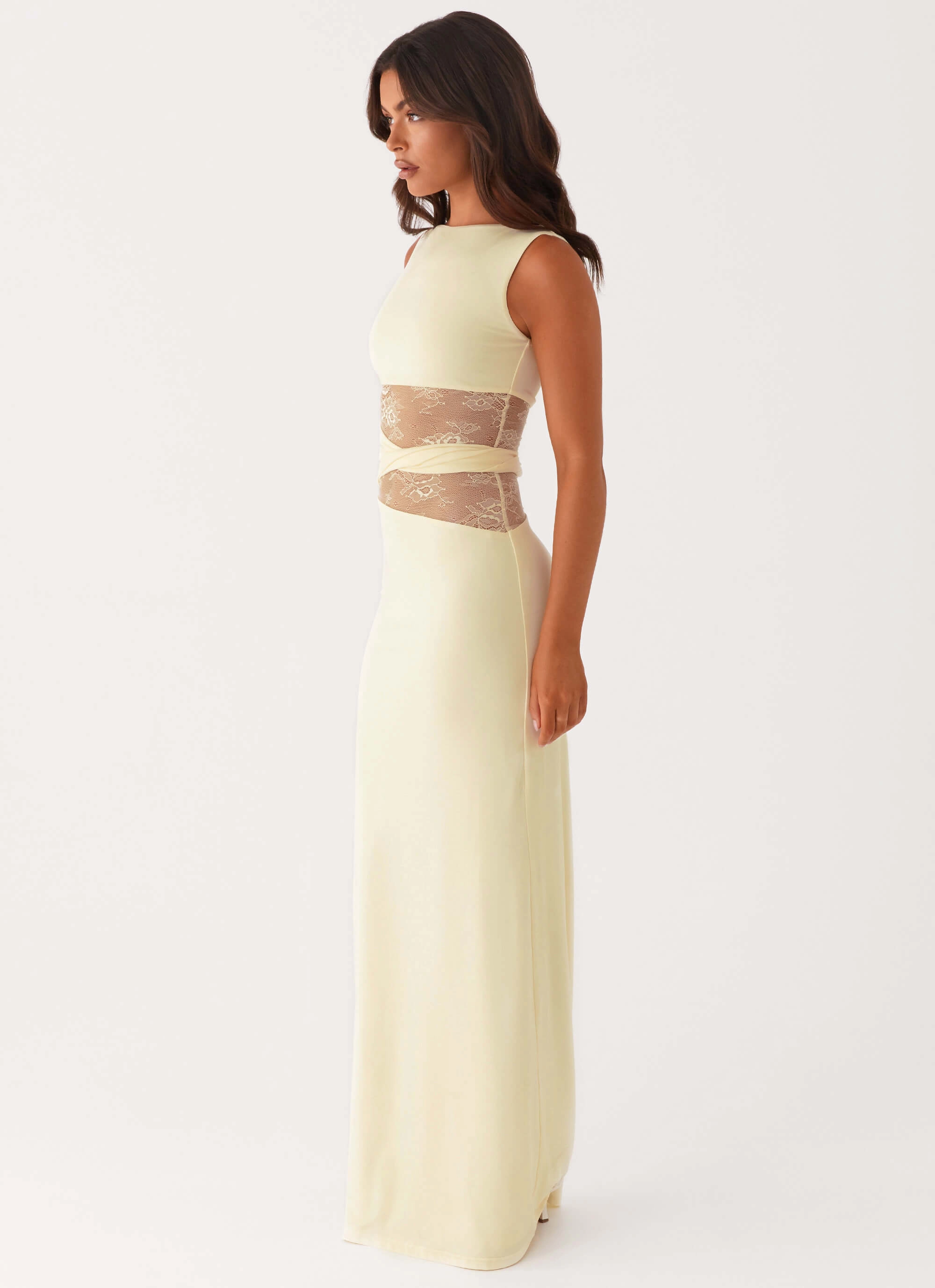 Karma Maxi Dress - Yellow Petite friendly Cold-Shoulder