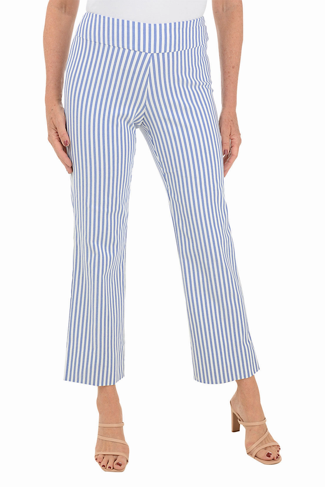 Cozy Comfort Blue Stripe Flared Ankle Pant