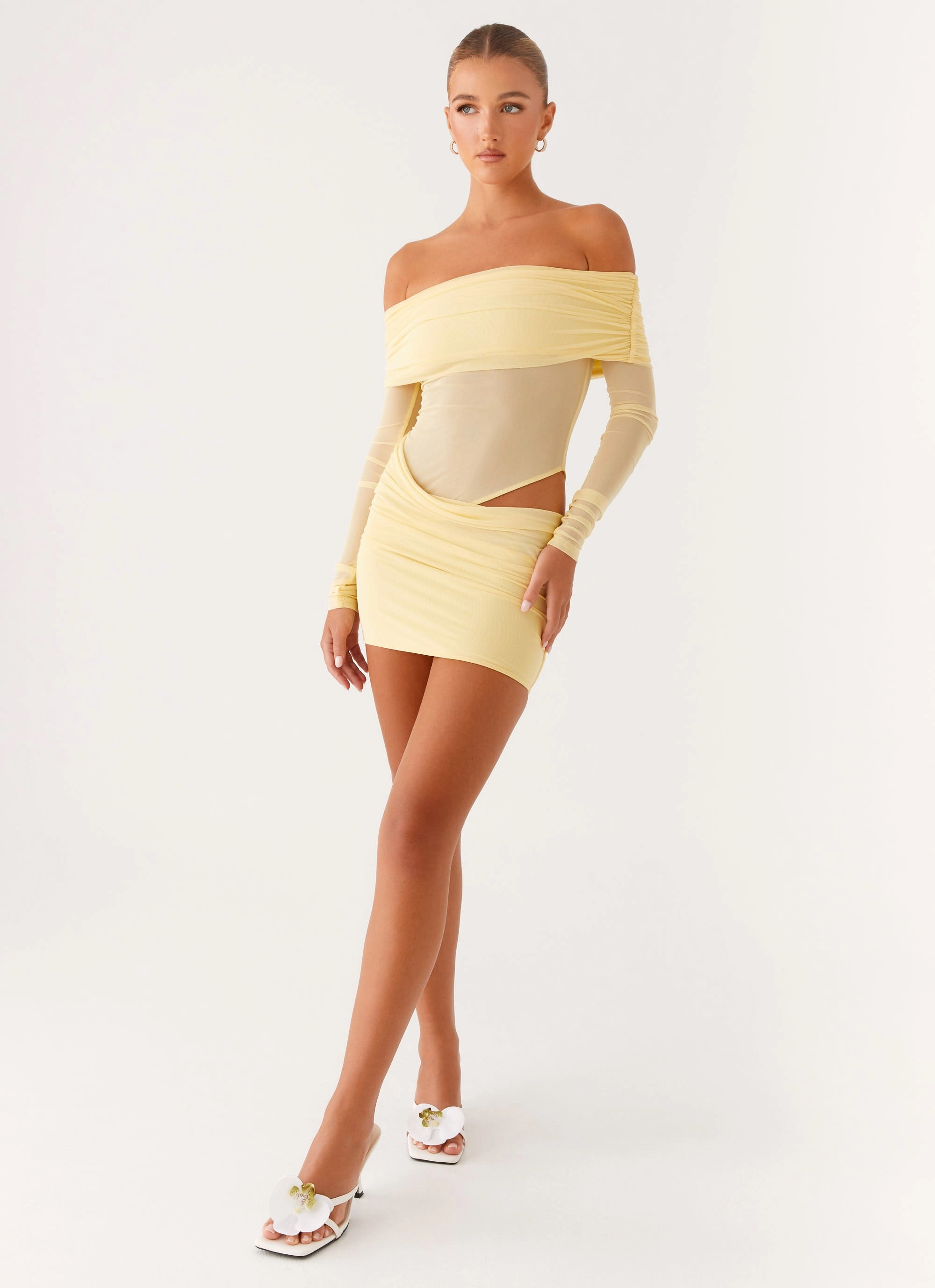 No Doubt Mini Dress - Yellow Sheer Light
