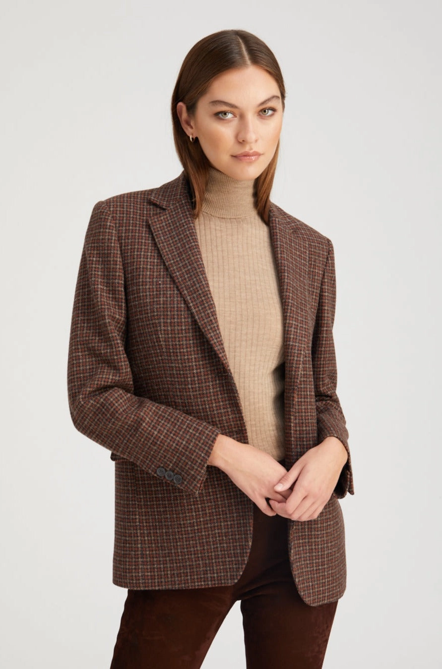 Ergonomic Seams Modular Attachments Houndstooth Wool Oversized Blazer