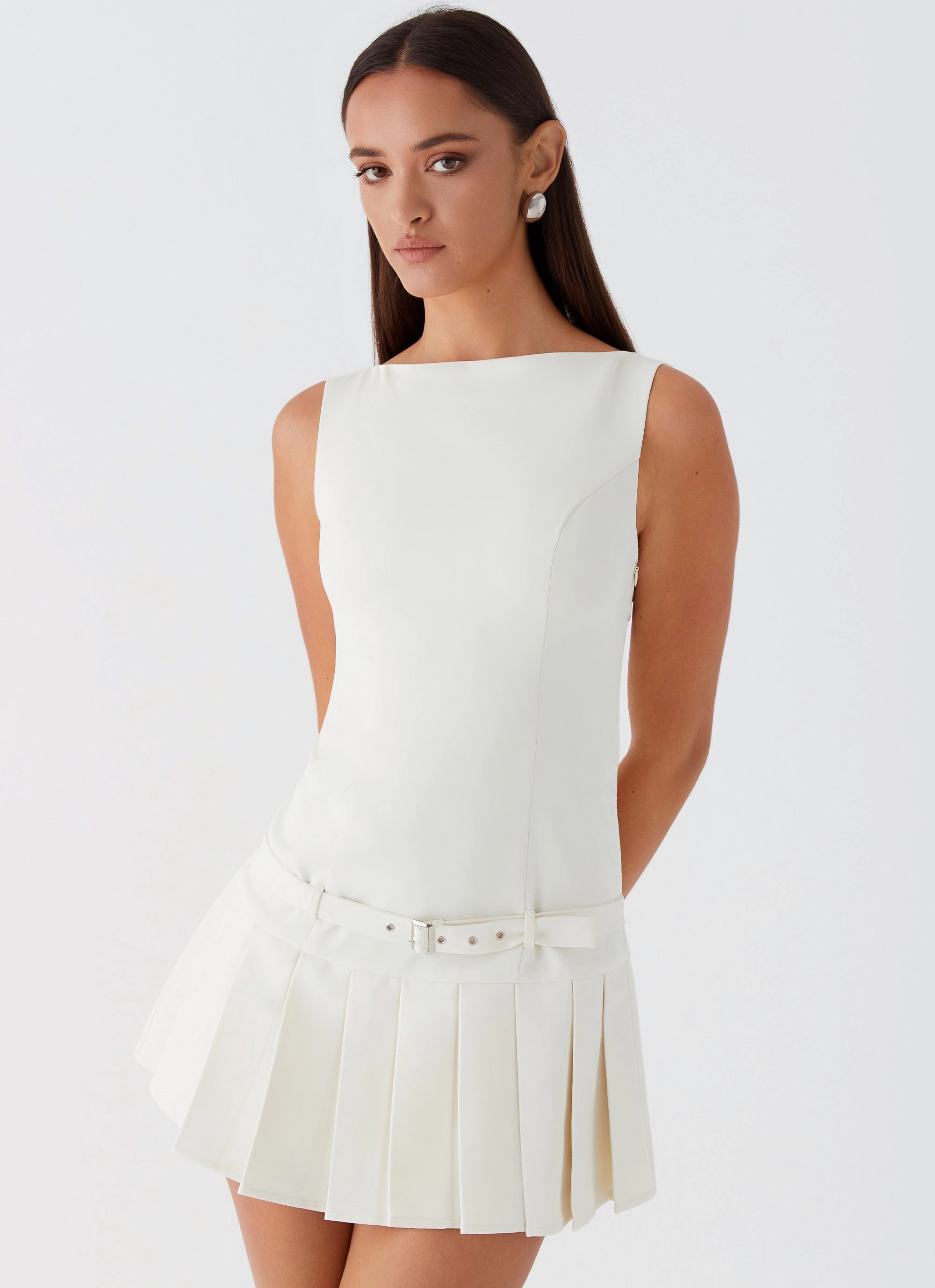 No More Excuses Belt Mini Dress - Ivory Daywear Mood