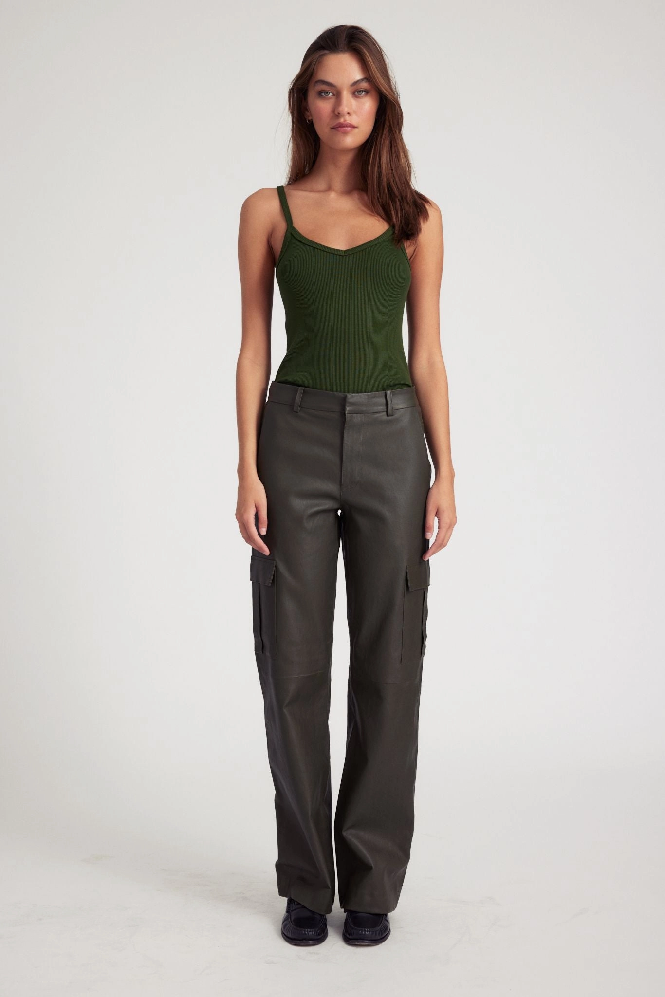Cactus Leather Cargo Trousers Seamless Wear ComfortWaistband