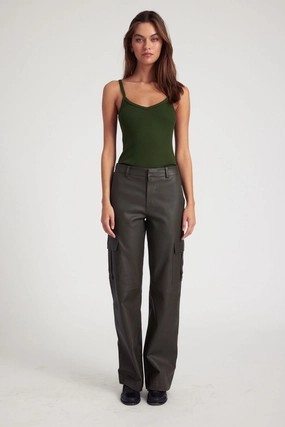 Cactus Leather Cargo Trousers Seamless Wear ComfortWaistband