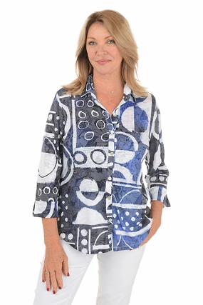 Buttonless Closure WaterResistantCoating Dottie Button-Front Burnout Top