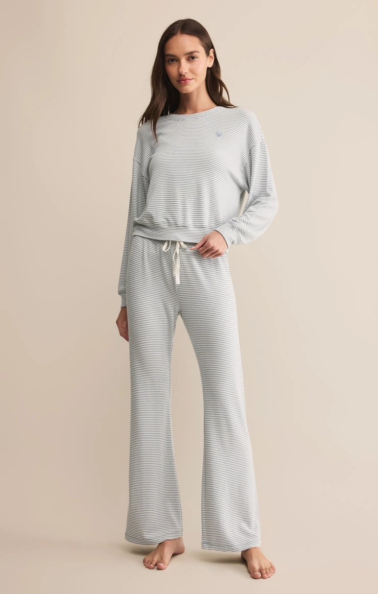 Stretch waistband Outdoor Adventure In the Clouds Stripe Pant in Light Denim