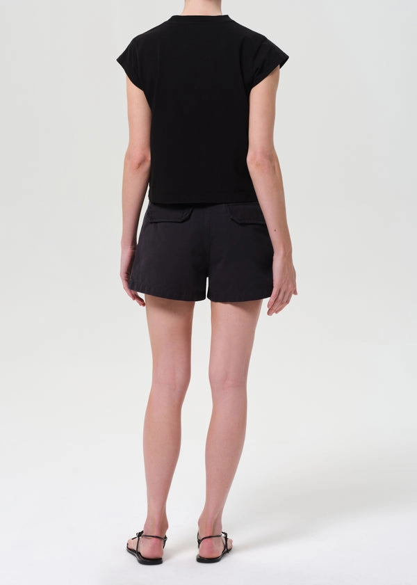 Kiva Mid Rise Cargo Short in Washed Black Perfect Movement