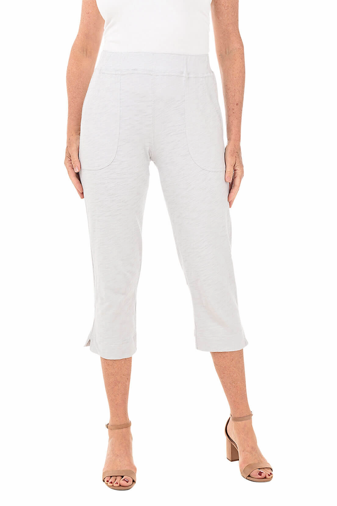 Pull-On Cotton Slub Knit Capri Pant Adjustable Closure EcoFriendlyMaterial