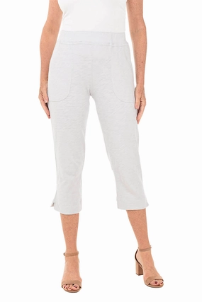 Pull-On Cotton Slub Knit Capri Pant Ultra Soft Texture