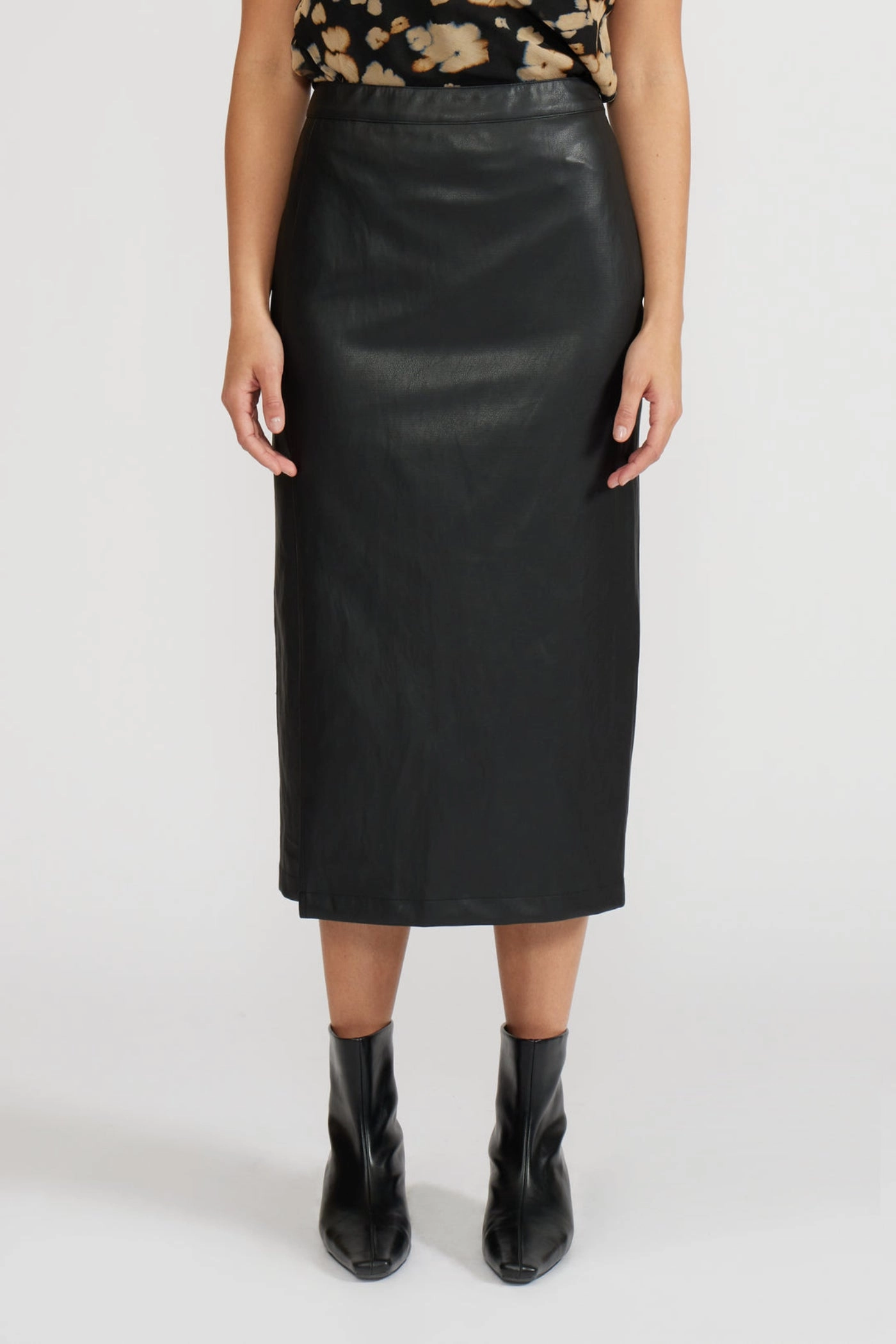 Casual Wear A Line Silhouette TAYLOR LEATHER MIDI SKIRT