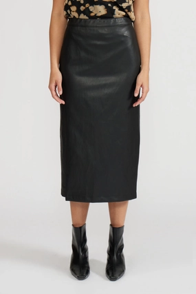 Casual Wear A Line Silhouette TAYLOR LEATHER MIDI SKIRT