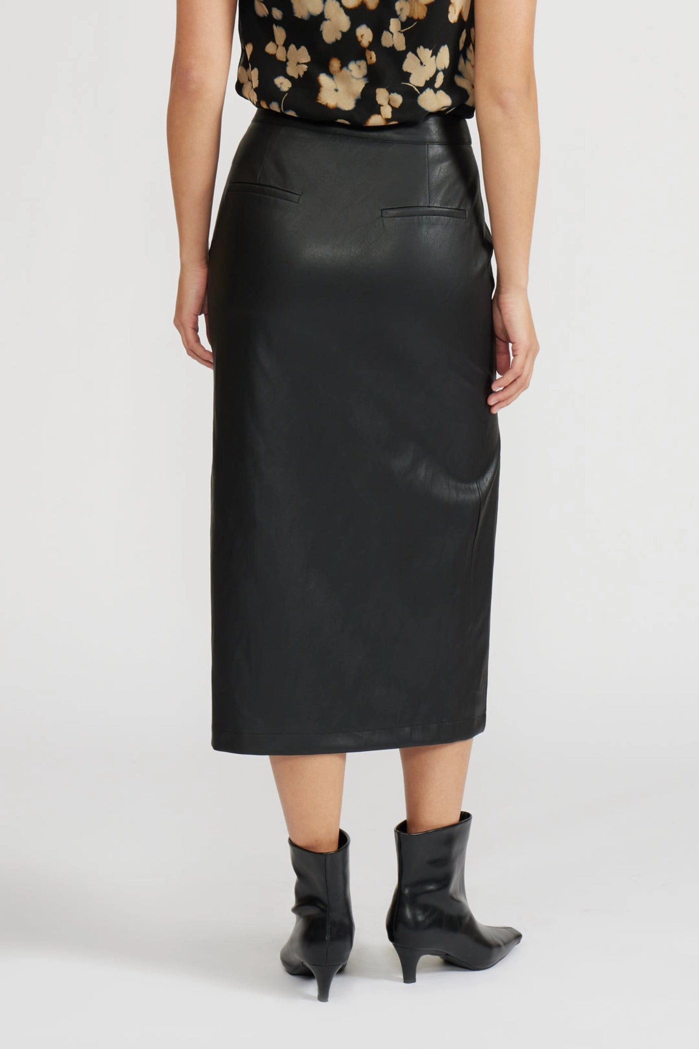 TAYLOR LEATHER MIDI SKIRT Roll Up Fasten Polka Dot