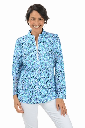 PocketDetails Mini Flowers Cooling UPF50  Mock Neck Top