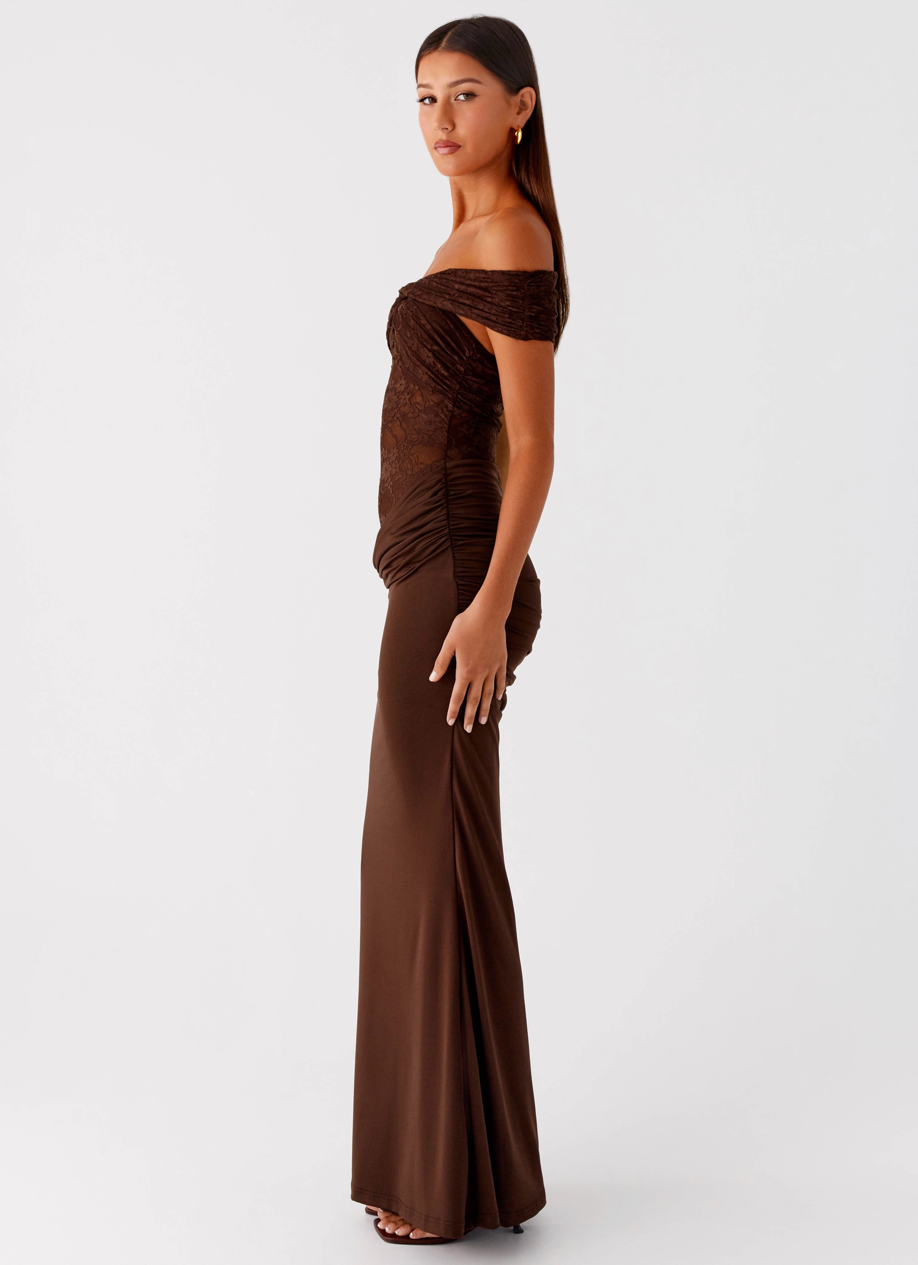 Either Way Maxi Dress - Chocolate Balanced Look Romantic date dress