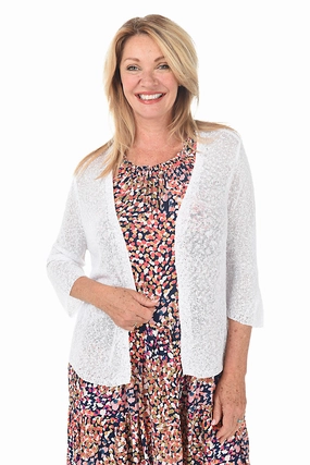 Open Knit 3/4 Sleeve Cardigan Ultra Soft Texture Soft Pullover