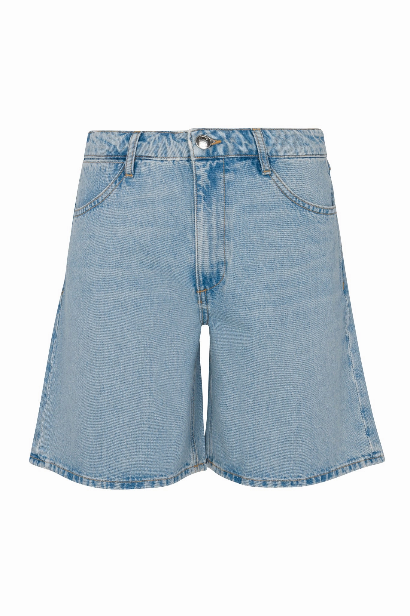 Eco Conscious Packaging FrenchTerryTexture Bianca A-Line Denim Shorts