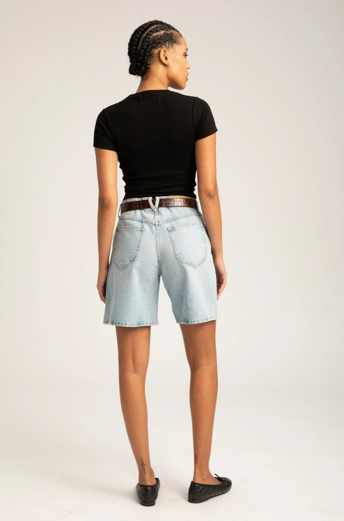 NonRestrictive Fit Snag Proof Weave Bianca A-Line Denim Shorts