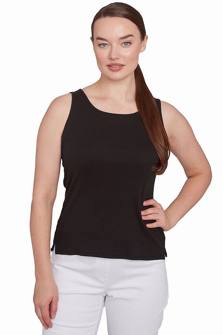 BondedEdges Solid Rib Knit Sleeveless Tank