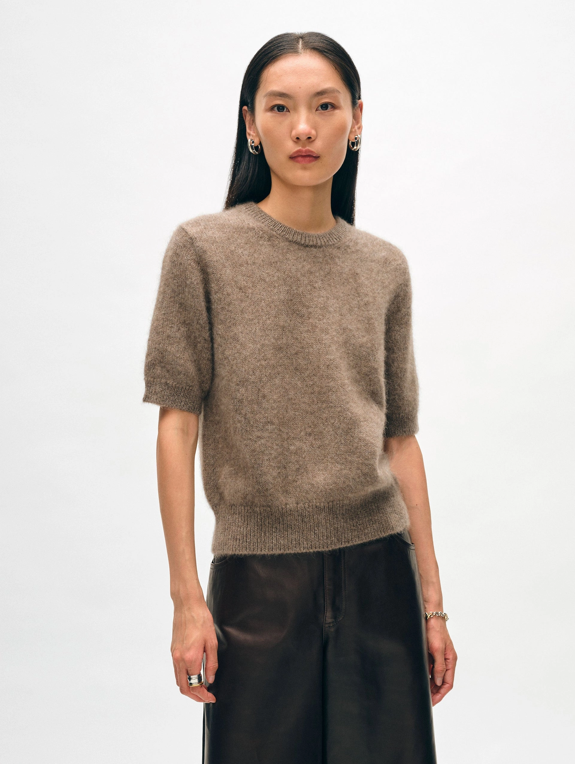 RibbedCollar BRUSHED CASHMERE TEE
