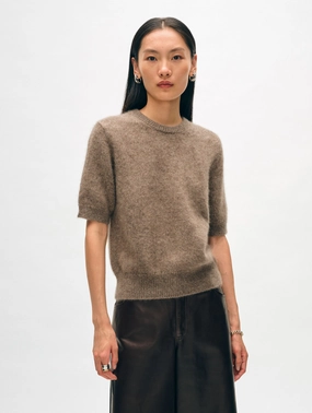 RibbedCollar BRUSHED CASHMERE TEE
