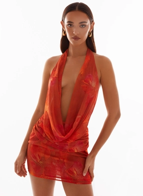 Elysia Chiffon Mini Dress - Amber Light Fabric Fast Chic