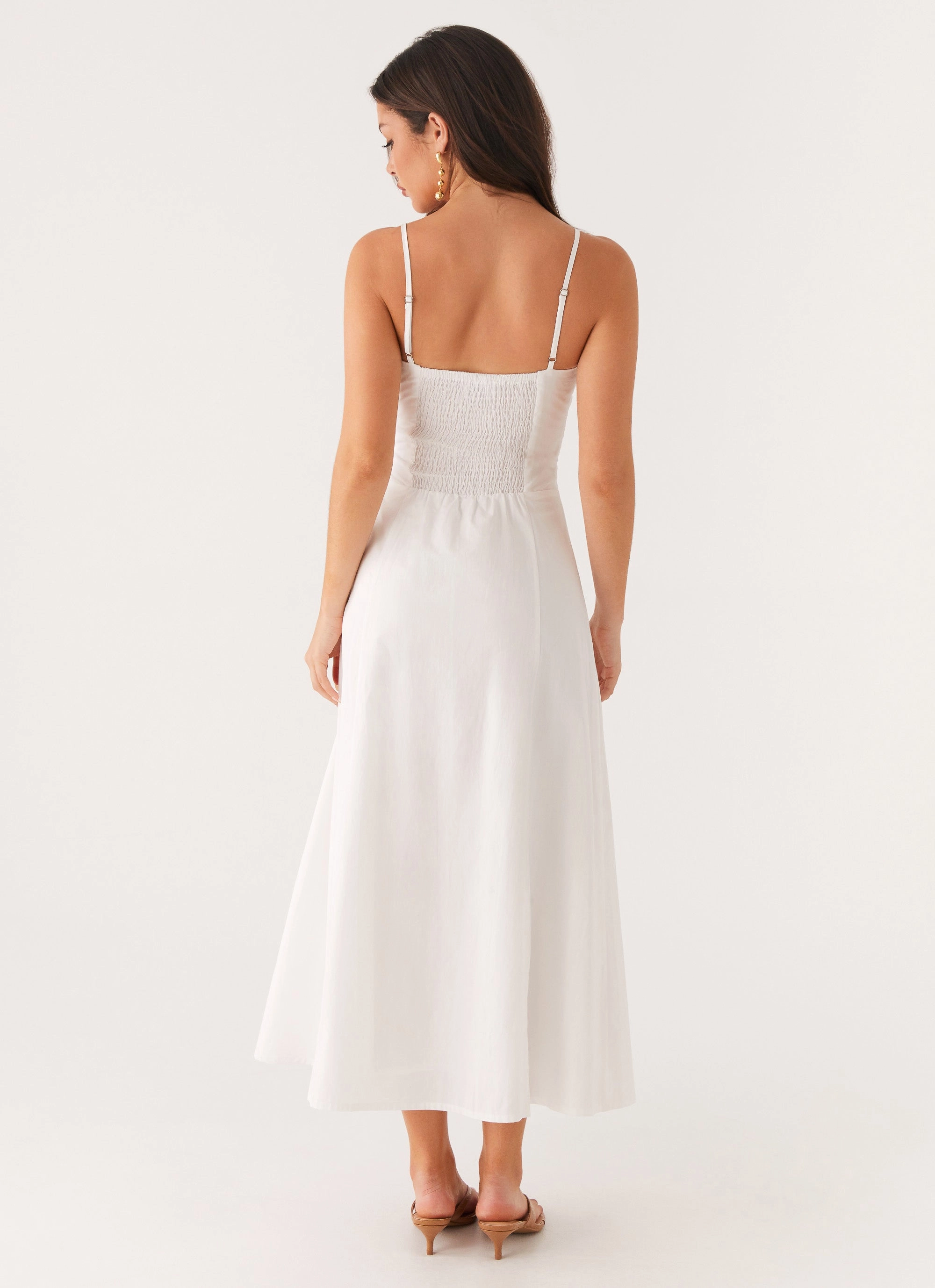 Contrast-Lining Lounge Fit Noosa Midi Dress - White