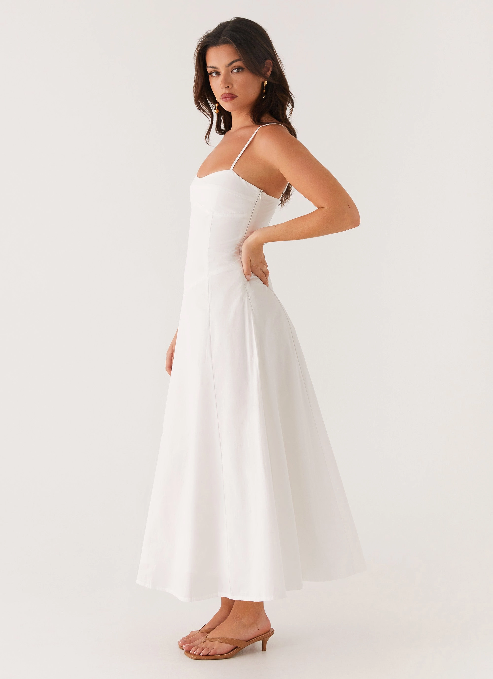 Noosa Midi Dress - White Modest Cut