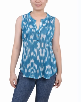 OdorControl Sporty Design Sleeveless Slub Knit Y Neck Top