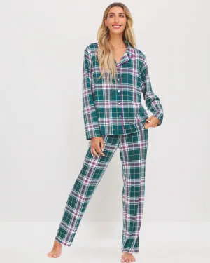 Notch Long Pj Set Green