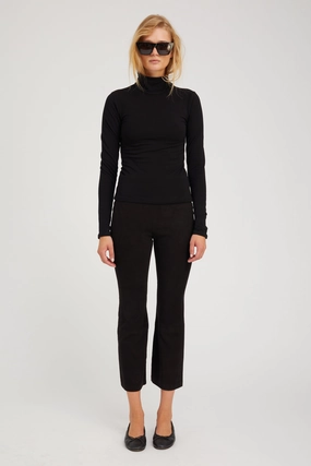 Black Suede Crop Flare Double Layer