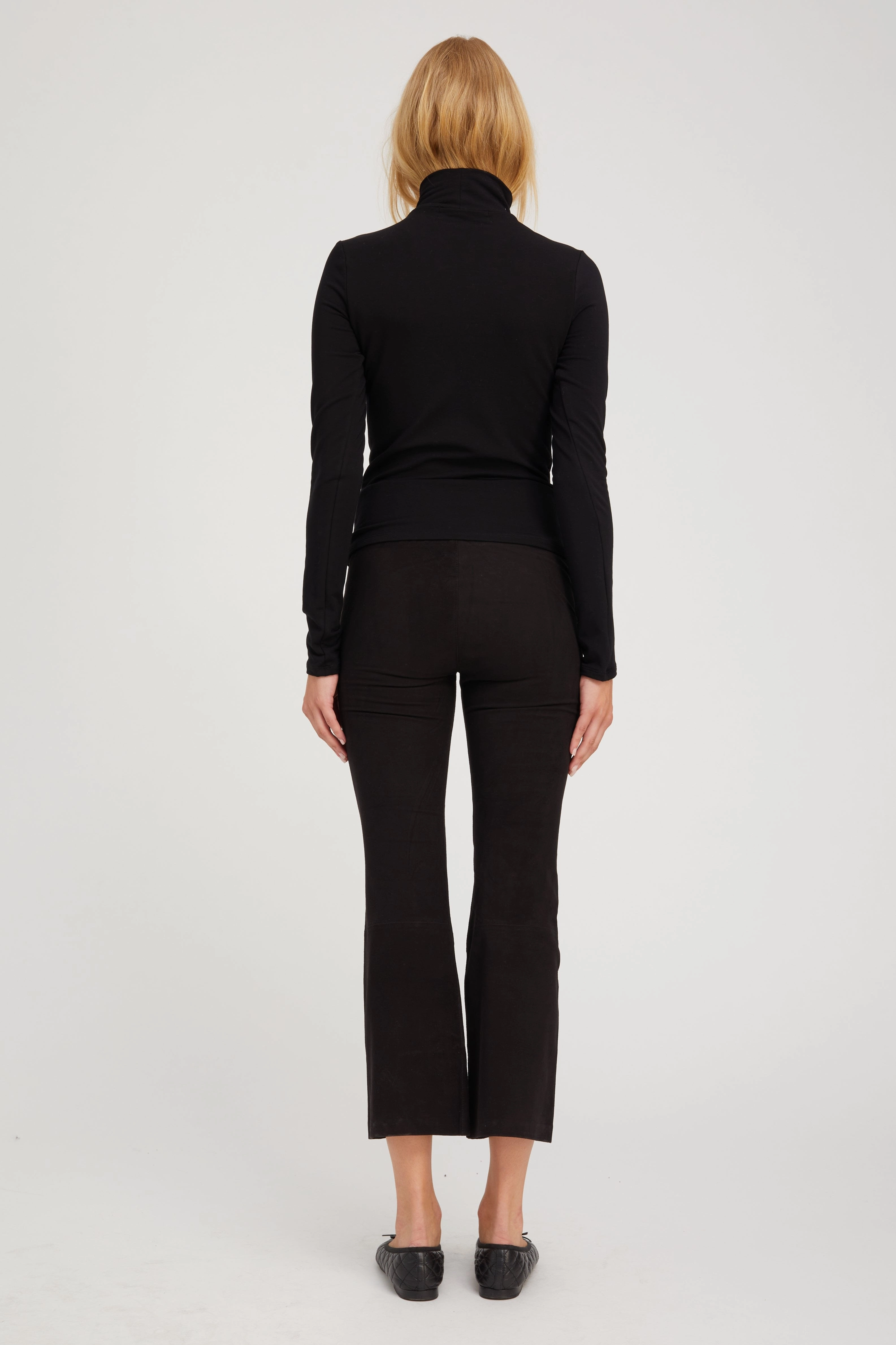 Black Suede Crop Flare Breathable Fabric For Men
