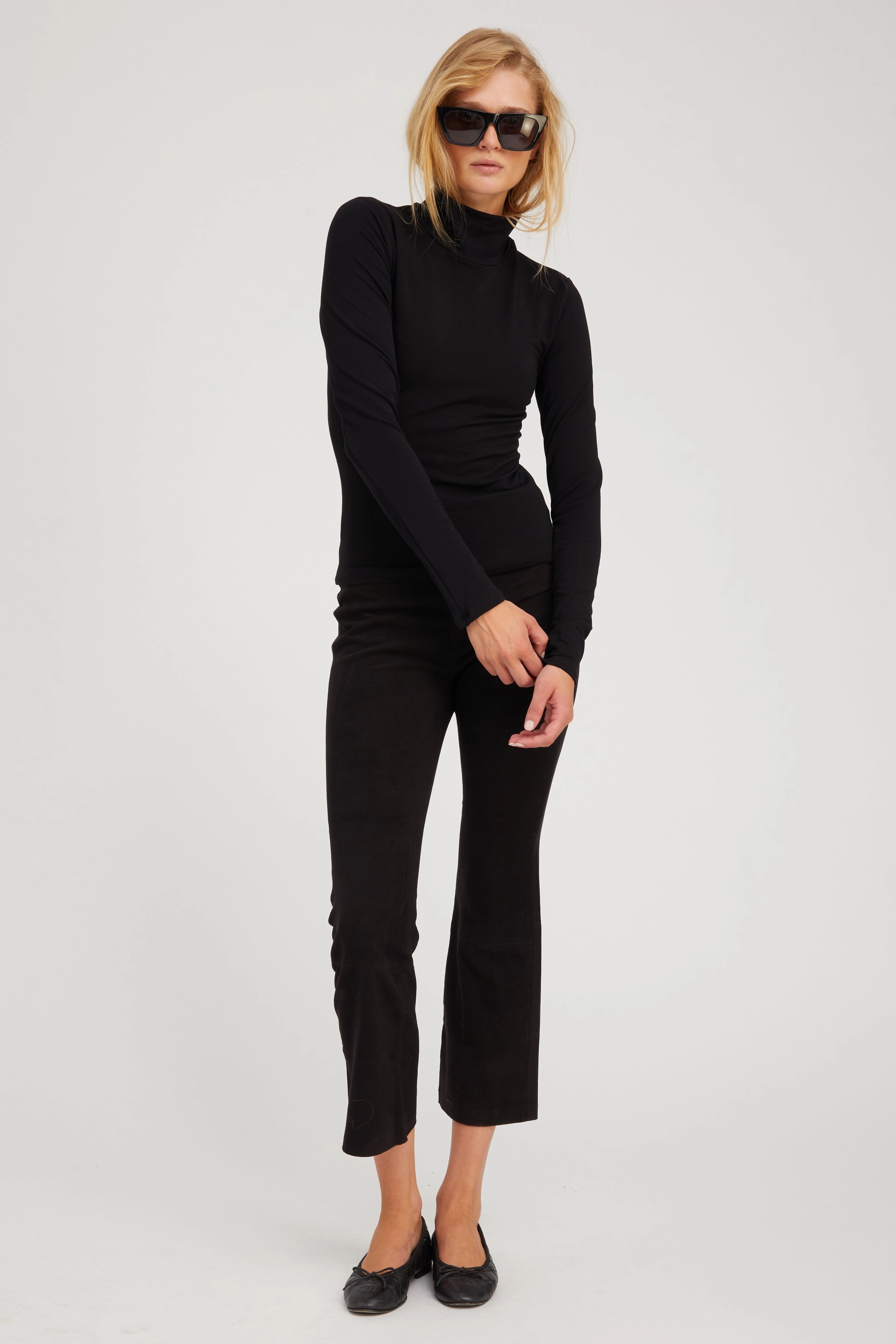 Black Suede Crop Flare Quick Dry For Kids
