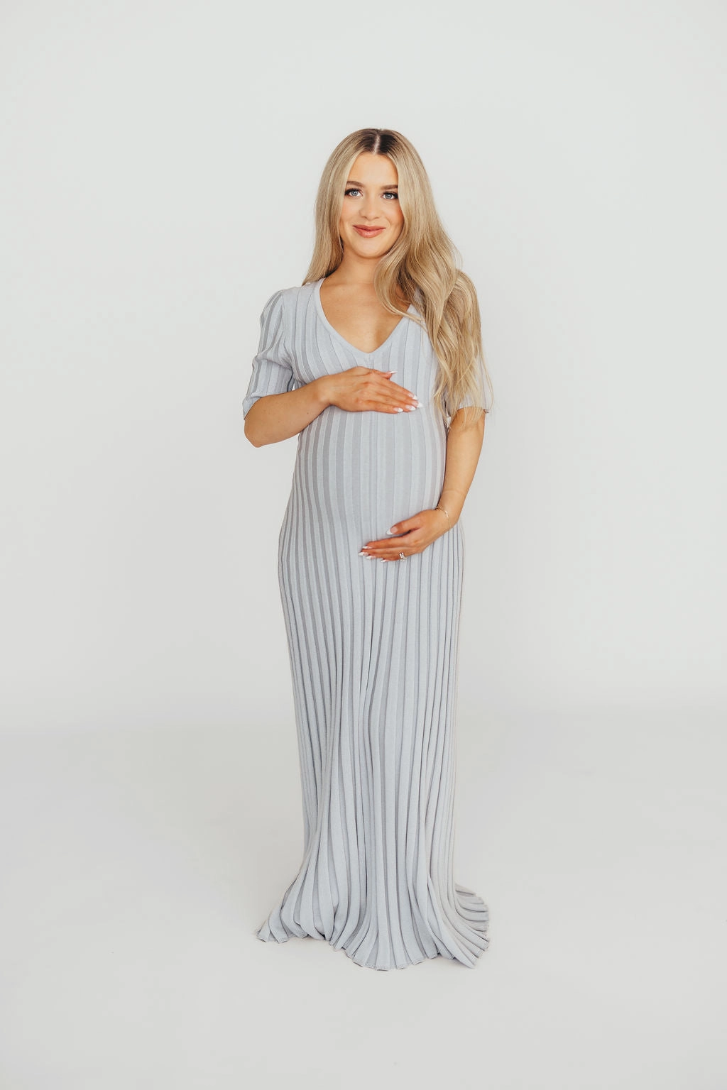 Oakley Ribbed Maxi Dress in Light Blue - Bump Friendly *Final-Sale* Mood Casual ReversibleStyle