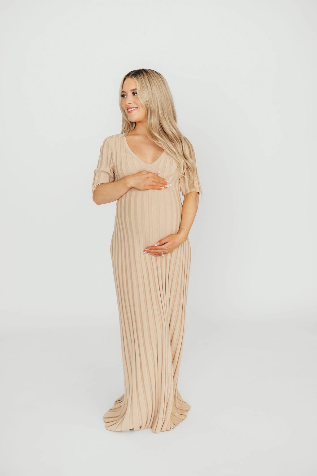 Weekend Favorite Oakley Ribbed Maxi Dress in Taupe - Bump Friendly *Final-Sale*