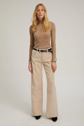 Oat Corduroy Wide Leg Trousers Smart Look