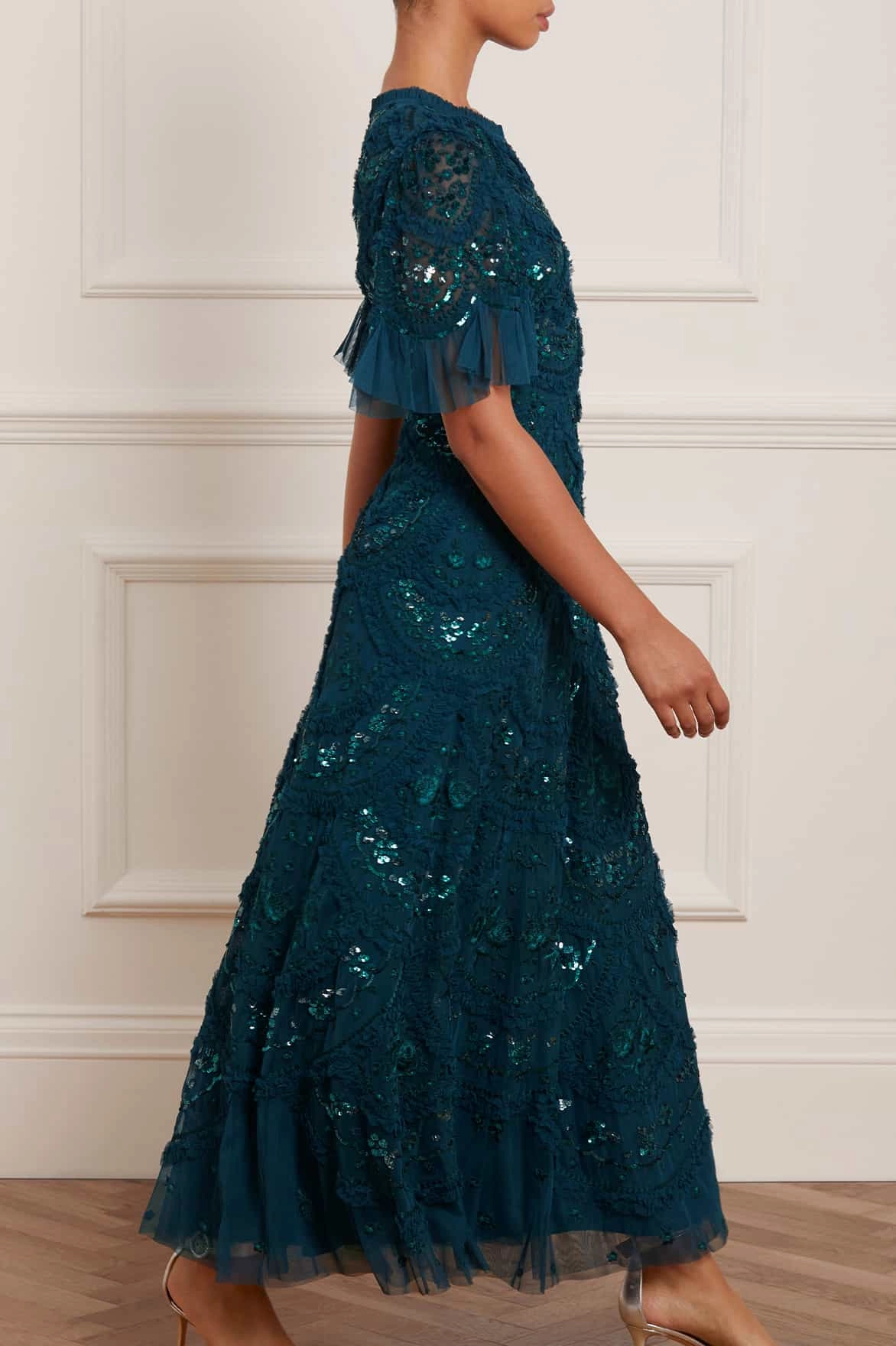 Carmen Ruffle Ankle Gown Stylish Mood Easy Lovely
