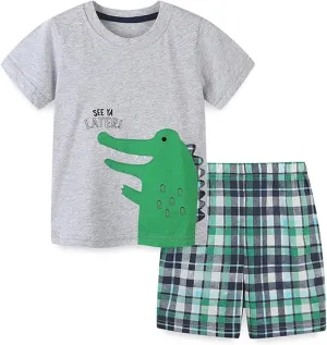 oddler oys Cotton Clothing Sets Funny Graphic Shorts Sleeve Tshirts And Shorts Summer Cool Snug fit Pjs Outfits