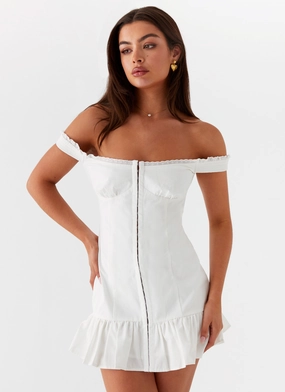 Odessa Frill Mini Dress - White Work Chic Breezy Comfort